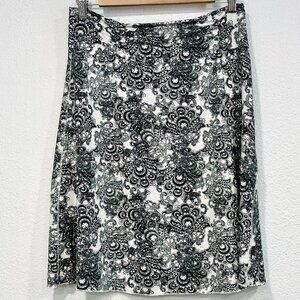 Tranquility Skirt A-Line Black White Paisley  Knee Length Stretch